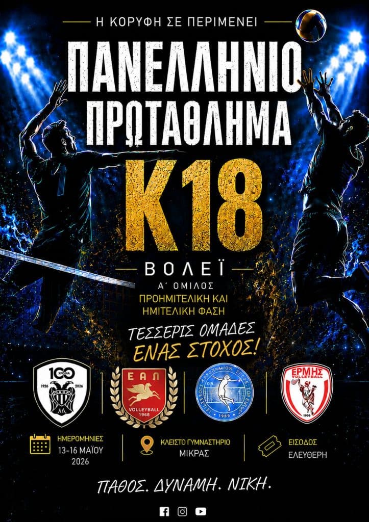 Πανελλήνιο Κ18 Αγοριών: 13 ως 15/5 στη Μίκρα ή Ε.Α.Λ.
